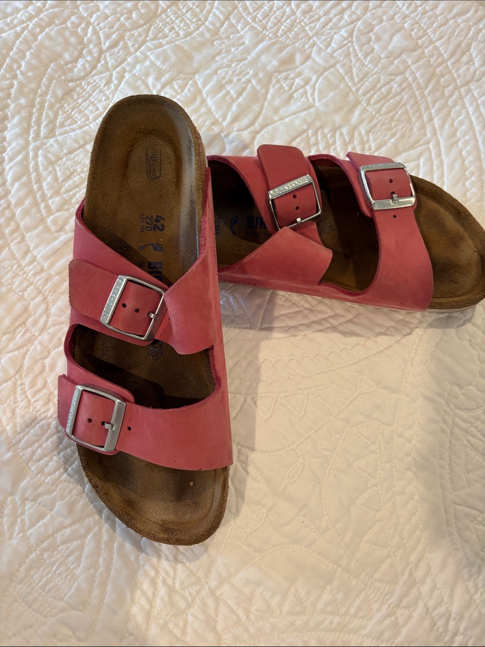 Hot pink suede Birkenstocks